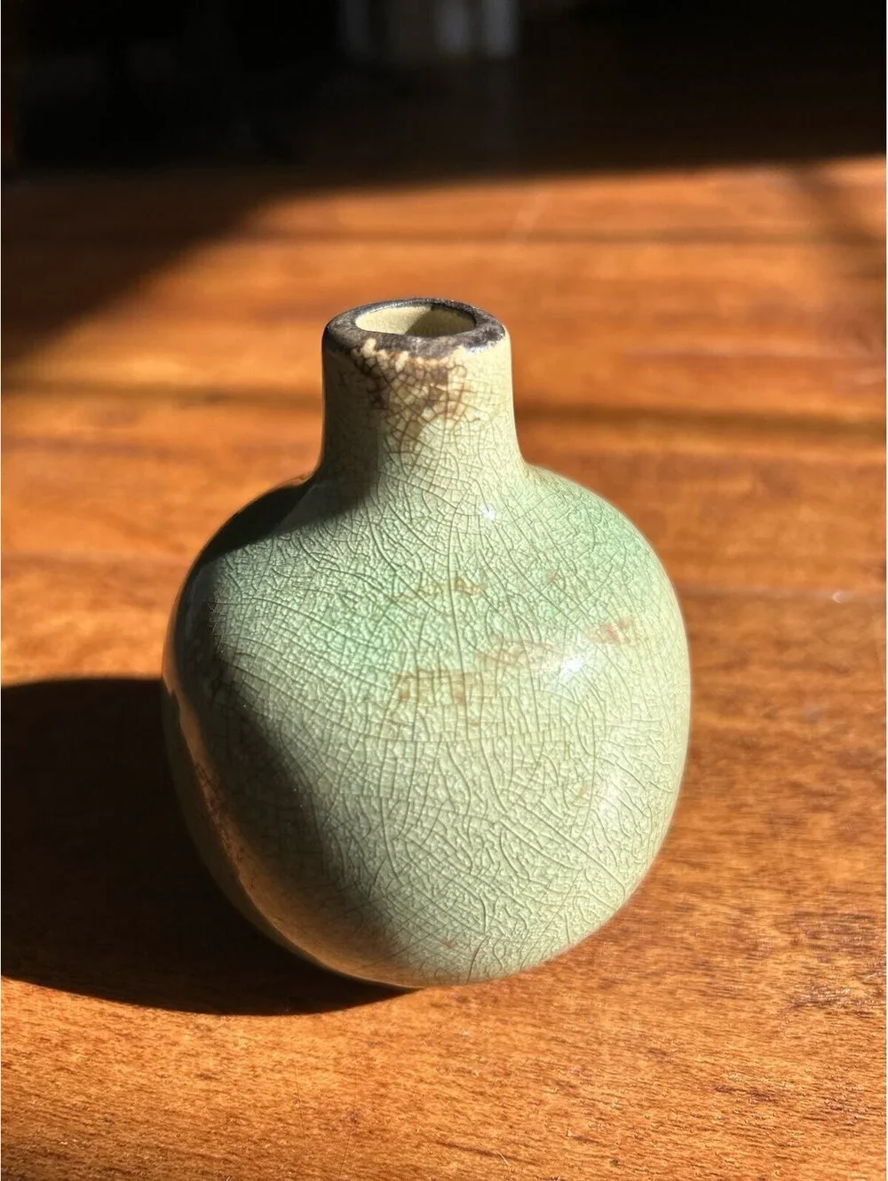 Small Vintage Ceramic Table Vase with Crackle Glaze